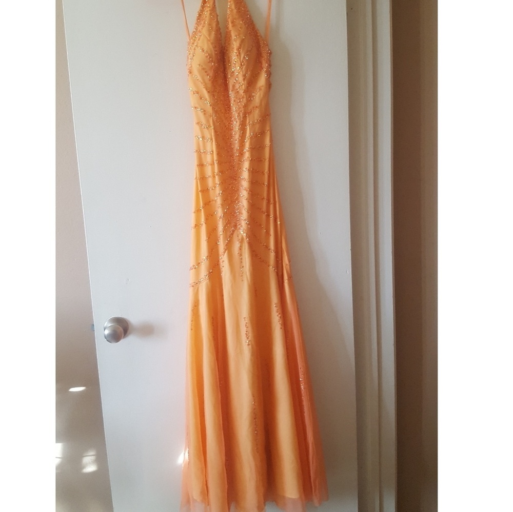 Sean Collection Mermaid Sequin Dress Peach